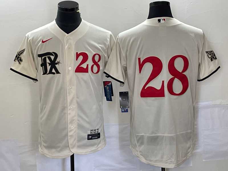 Men%27s Texas Rangers #28 Jonah Heim Number Cream 2023 City Connect Flex Base Stitched Baseball Jersey